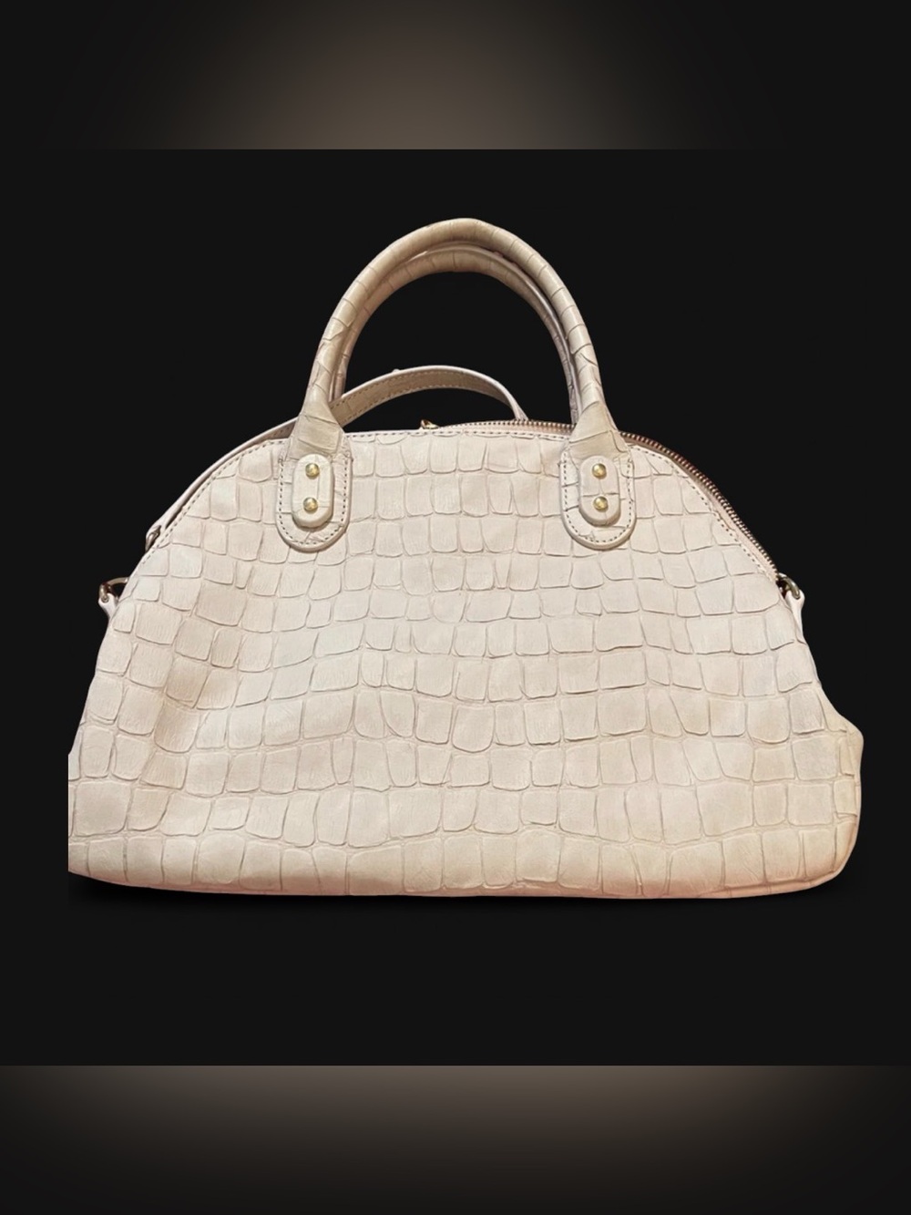 Talbots Cream Croc-Embossed Satchel